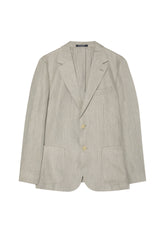 Structured Linen Blend Blazer With Patch Pockets
